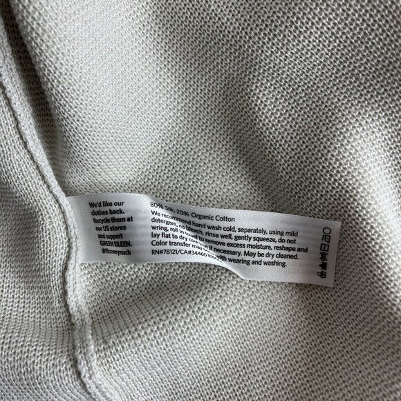 Eileen Fisher Womens Jacket Sweater Size Large Silk Collar Open Front - Picture 8 of 10